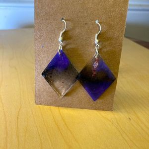 Purple & black dangling earrings